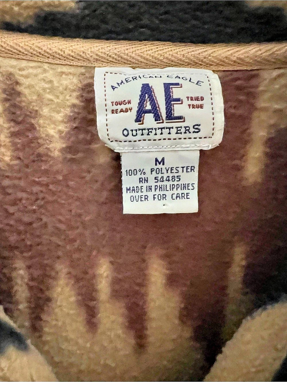 American Eagle Geometric Fleece Jacket in Brown & Tan Size Medium - Picture 2 of 5